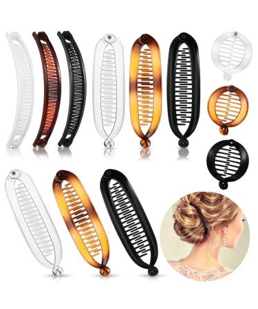 12 Pieces Banana Hair Clips Fishtail Curly Hair Clip Large Double Banana Clips Round Comb Clips Classic Hair Clips and Clincher Combs with Velvet Bag for Women Girls Hair Accessories  4 Styles