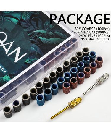 BQAN 300Pcs Nail Sanding Bands with 2Pcs Nail Drill Bits - 80120240 Grits - for Manicure Pedicures - Buy Online on GoSupps.com