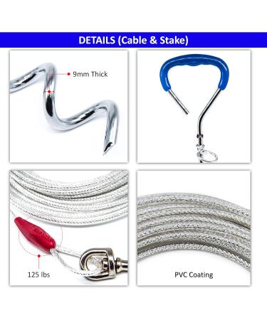 Durable 9m Dog Leash with Steel Spiral & Earth Spout - Perfect for Outdoor Adventures & Camping (Supports 56.7 kg) - Buy Online on GoSupps.com