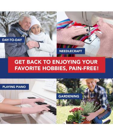 Doctor Developed Full Fingered Arthritis Compression Gloves (Pink) + Handbook for Joint Conditions, Raynaud's, Carpal Tunnel - Size M - Buy Online on GoSupps.com