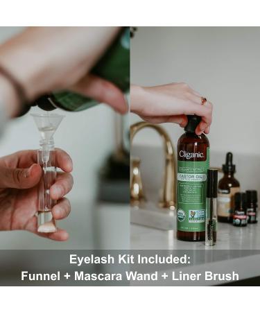 Cliganic Organic Castor Oil 100% Pure - 2oz with Eyelash Kit | For Eyelashes, Eyebrows, Hair & Skin - Buy Online on GoSupps.com