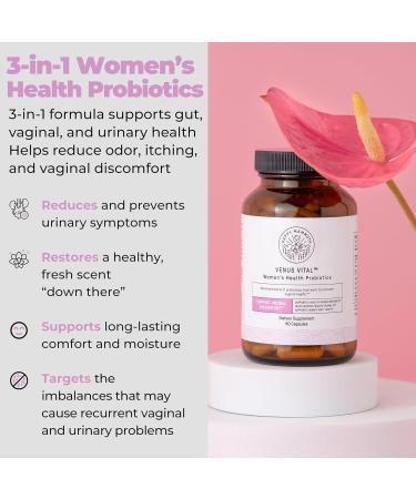 Happy Mammoth Venus Vital 3-in-1 Probiotic for Women | Vaginal Urinary & Gut Health Support | Fast Relief from Odor Itching & Discomfort - 72 Caps - Buy Online on GoSupps.com
