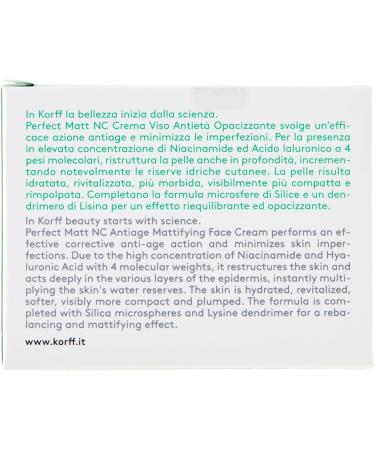 Korff Perfect Matt NC Anti-Aging Face Cream Anti-Blemish Opacifying Moisturizing and Revitalizing Soothing Effect 50 ml - Buy Online on GoSupps.com