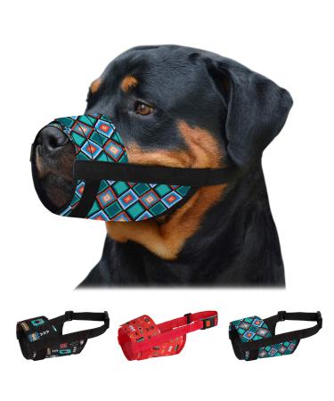 Collardirect dog muzzle - adjustable soft breathable nylon for small medium large dogs against chewing barking biting - 3 tribal pattern (pattern 3) pattern 3 l/xl