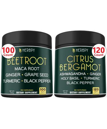 Herbpy Bundle 6in1 Beet Root Capsules & 6in1 Citrus Bergamot Supplement