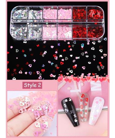 Kalolary 3 PCs Valentine's Day Nail Art Sequins - Heart-Shaped & Lip-Shaped Holographic Glitter for Manicure & Body Decoration | International Shipping - Buy Online on GoSupps.com