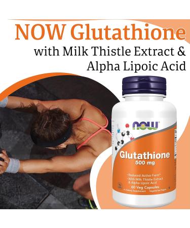 Now Foods Glutathione 500mg - 60 Vegan Capsules with ALA and Milk Thistle - Gluten Free | SOYA Free | Vegetarian Formula - Buy Online on GoSupps.com