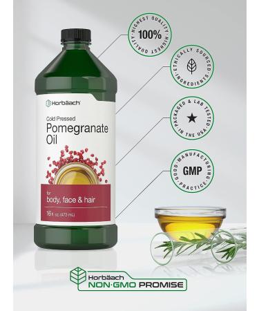 Pomegranate Seed Oil 16 oz | Face, Skin & Hair Moisturizer | Cold Pressed, Non Comedogenic | SLS & Paraben Free by Horbaach - Buy Online on GoSupps.com