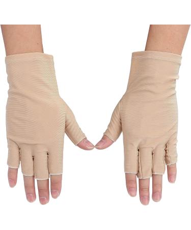 Professional UV Glove for Nail Lamp | Anti-UV Fiber Cotton Manicure Tool - Beige - Buy Online on GoSupps.com