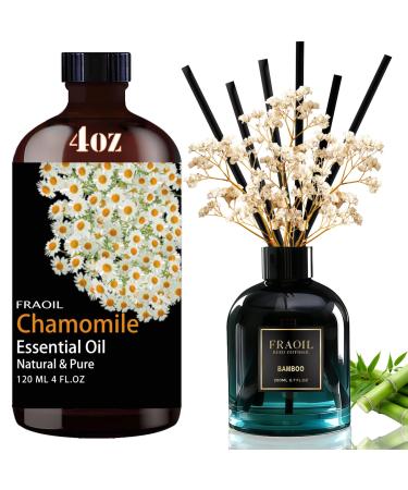 Chamomile Essential Oil 4 Fl Oz and Bamboo Reed Diffuser 6.7 fl oz Perfect for Christmas Christmas Eve Halloween Thanksgiving New Year's Day Valentine's Day and Easter Gifts