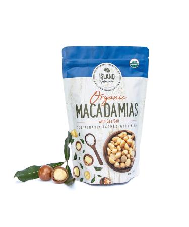 Island Harvest Organic Macadamia Nuts With Sea Salt - 100% Hawaiian Keto Friendly Nuts, All-Natural Non-GMO Macadamia Nuts Salted, Dry Roasted Nuts High In Fiber (8 Ounce) 8 Ounce (Pack of 1)