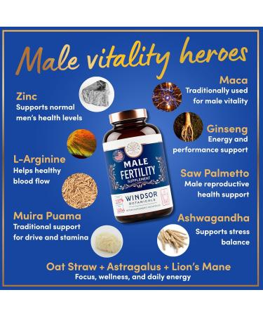 Male Fertility Supplement with Maca Root - Mens Health Conception Fertility Prenatal Vitamins Plus Natural Extracts - Prenatal Fertility Supplements for Men - 3rd Party Tested - 120 Capsules 2 Month 120 Count (Pack of 1) - Buy Online on GoSupps.com