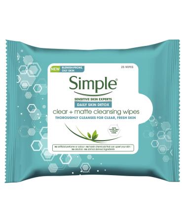 Simple Daily Clear & Matte Cleansing Wipes (25 wipes)