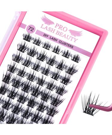 Cluster Lashes 72 Pcs Lash Clusters DIY Eyelash Extension Individual Lashes Attraction D-10mm Thin Band Easy to Apply at home Lashes(Attraction D-10mm)