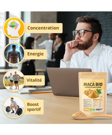 DETOX ORGANICA Maca Bio - 250g Poudre de Maca Jaune Bio - 100% Nature et Vegan - Racine du P rou riche en Vitamines et Min raux - Fertilit et Boost d'Energie - Qualit Premium 250 g (Lot de 1) - Buy Online on GoSupps.com