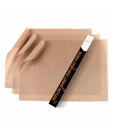 HTVRONT Teflon Sheets for Heat Press - 3 Pack Non Stick PTFE Teflon Sheet Reusable 12 x 16 Teflon Paper Heat Resistant Teflon Mat(Brown)