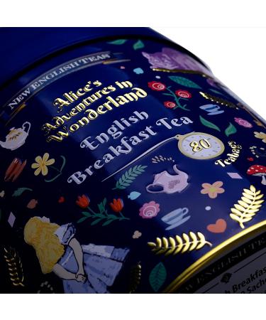 New English Teas Midnight Alice in Wonderland Tea Caddy with 80 English Breakfast Teabags - Buy Online on GoSupps.com