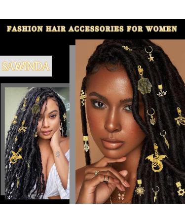 SAWINDA Dreadlock Beads Locs Hair Jewelry Clips for Braids African Style Butterfly Snake Loc Adornment Imitation Hair Braid Accessories Hair Cuffs Hair Coils Rings Pendants for Braids Hair Clip - Buy Online on GoSupps.com