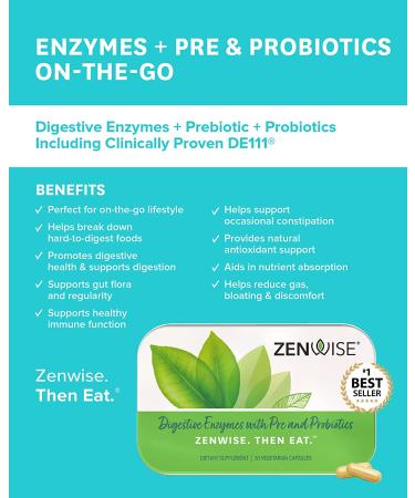 Zenwise Health Digestive Enzymes with Pre & Probiotics - 30 Vegetarian Capsules for Gut Health - Buy Online on GoSupps.com