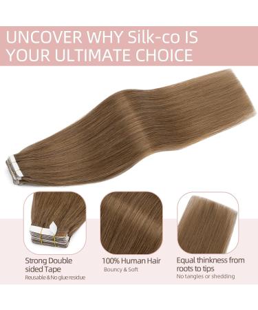 14 Tape in Human Hair Extensions - Straight Remy Seamless #06 Light Brown, 10pcs - Buy Online on GoSupps.com