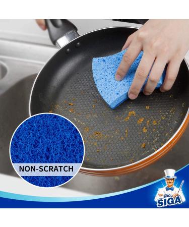 MR.SIGA Non-Scratch Cellulose Scrub Sponge - 12 Pack Dual-Sided Dishwashing Sponge for Kitchen (Royal Blue/Light Blue) - Buy Online on GoSupps.com