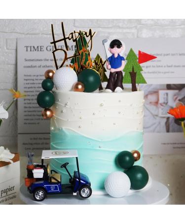 DRWATE Golf Cake Toppers Golf Carts Clay Golf Figurine Cake Decorations with Green Gold Balls Red Flag Trees for Golf Party Sport Theme Party Birthday Party Supplies (01) - Buy Online on GoSupps.com