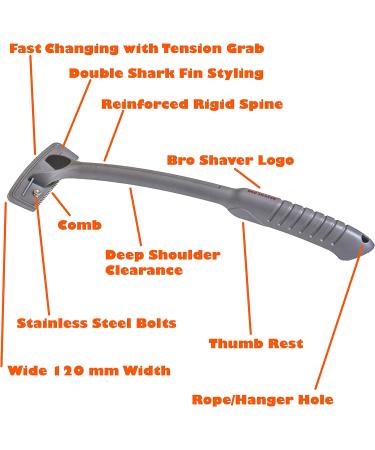 Bro Shaver Back Hair Shaver | Men's Body Razor for Wet or Dry Use | Original Double Edge Razor with 3 Blades - Buy Online on GoSupps.com