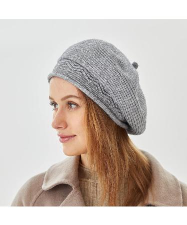 French Style Grey Beret Hat for Women | Warm Wool Lining | Winter Fashion Beanie - Buy Online on GoSupps.com