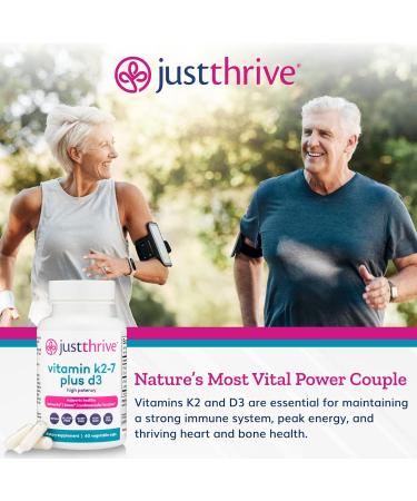 Just Thrive Vitamin K2-7 + D3 Supplement - 60 Vegetable Capsules for Immune, Heart, and Bone Health - Buy Online on GoSupps.com