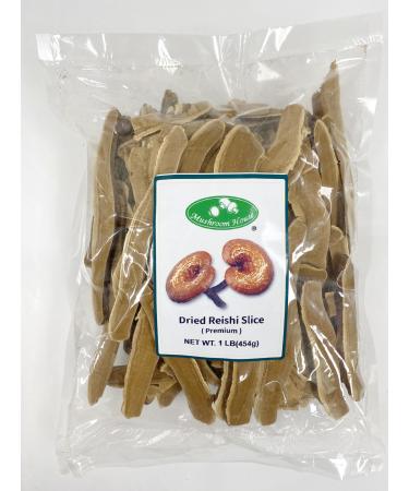 Mushroom House Dried Reishi for herbal tea, 16 Ounces