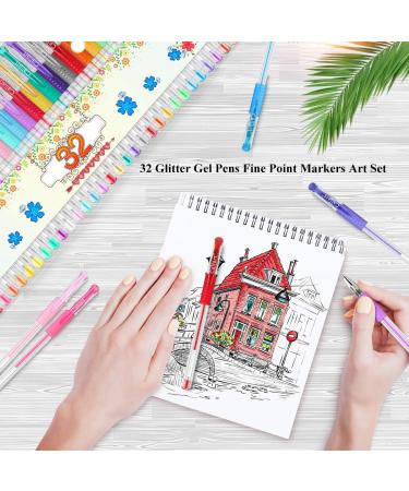 Caliart Gel Pens Set - 32 Colors, Fine Point Markers for Adult Coloring, Drawing, Crafting - 40% More Ink - Ideal for Kids, Journaling, Scrapbooking - Buy Online on GoSupps.com