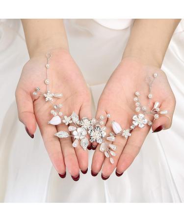 Bridal Jewelry | IYOU Silver Pearl Wedding Hair Vine & Floral Headband | Hair Accessories for Women & Girls - Buy Online on GoSupps.com