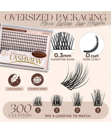 Lashview Cluster Lashes 300 PCs - DIY Natural Look Eyelash Extensions with Soft Bands & Lash Bond | D-Big Kit 705DBIG - Buy Online on GoSupps.com