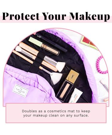 Flat Lay Makeup Bag - Travel Cosmetic Organizer with Drawstring Closure - Brush Holder & Large Pockets - 50cm - Buy Online on GoSupps.com