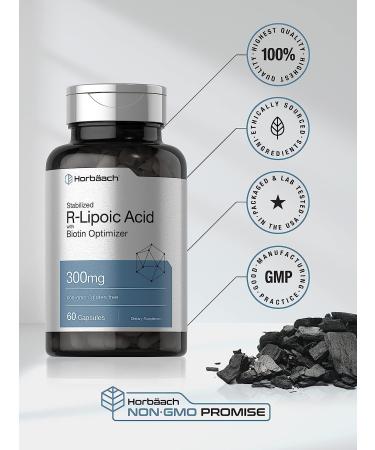 Stabilized R-Lipoic Acid 300mg with Biotin | 60 Capsules Na-RALA Supplement | Non-GMO & Gluten Free - Buy Online on GoSupps.com