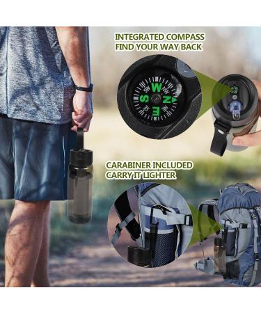 Water Filter Bottle - Outdoor Filtration for Hiking & Camping | 1500L Capacity Removes 99.99% Bacteria & Germs (650ml Black) - Buy Online on GoSupps.com