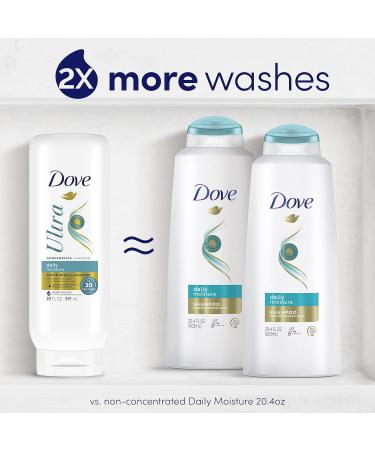 Dove Daily Moisture Shampoo & Conditioner Set for Dry Hair - 2X More Washes in 30 Seconds - 20 fl oz (Pack of 2) - Buy Online on GoSupps.com