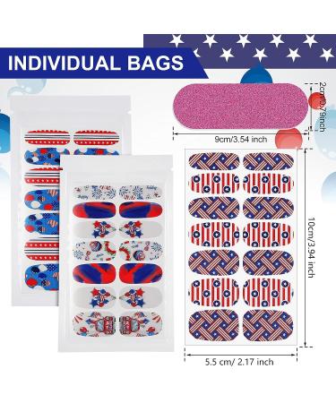 Dunzy 16 Sheets 4th of July Nail Stickers - Patriotic Independence Day Design with Nail File - Self-Adhesive Wraps & Decals for Manicure - Buy Online on GoSupps.com