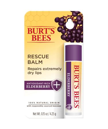 Burt's Bees Rescue Balm Elderberry Lip Balm With Antioxidant-Rich Elderberry Tint-Free Natural Origin Lip Care 1 Tube 0.15 oz. Elderberry 1 Count (Pack of 1)