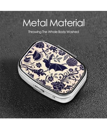 Bat Pattern Print Square Mini Pill Box | 2 Compartment Portable Travel Pill Organizer - Buy Online on GoSupps.com