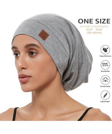 Silk Satin Sleep Cap Bonnet | Silk Lined Beanie Hat for Curly Hair | Adjustable Night Cap | LIGHT GREY - Buy Online on GoSupps.com