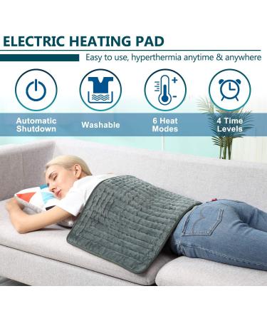 Electric Heating Pad 30 x 16 for Back Pain Relief - 6 Heat Settings, Auto Shut Off, Machine Washable - Buy Online on GoSupps.com