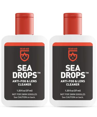 GEAR AID Sea Drops Anti-fog and Cleaner for Dive and Snorkel Masks, 1.25 fl oz, 2-pk, Bulk