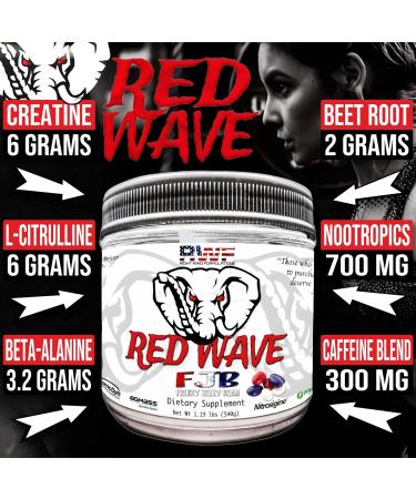 Red Wave Pre Workout Powder - Fully Dosed Creatine Supplement for Men & Women Citrulline & Beta-Alanine 300mg Caffeine Long Lasting Energy 540g Fruity Jelly Bean - Buy Online on GoSupps.com