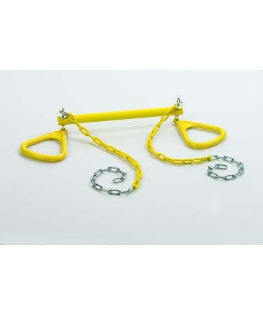 Ultimate Trapeze Bar with Rings | 6 Colors | Compatible with Most Playsets | Easy to Install | 250lb Capacity | Swing Hangers Not Included |DIY Swingset Accessory | Backyard Playground Accessories Yellow