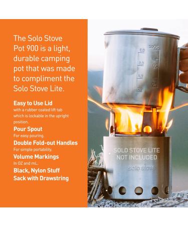 Solo Stove Solo Pot 900 - Lightweight Stainless Steel Backpacking Pot | Fast Water Boiling | Volume Markings & Pour Spout - Buy Online on GoSupps.com