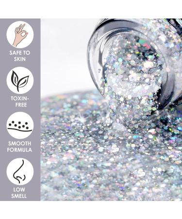DMQ Glitter Nail Polish Silver Sequins Flash Shinny Nail Varnish - Quick Drying & Long Lasting Nail Polish Gel - No Need Baking Nail Gel for Women Girls DIY Nail Art at Home - Buy Online on GoSupps.com