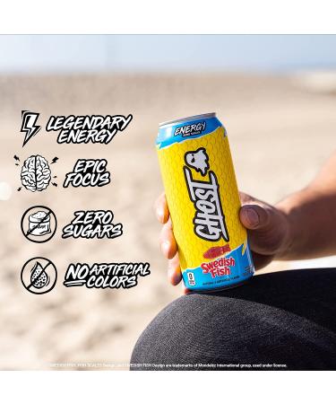 Ghost Energy Sugar-Free Swedish Fish Energy Drink 12-Pack - 16oz Cans - 200mg Natural Caffeine - L-Carnitine & Taurine - Soy & Gluten-Free - Vegan - Buy Online on GoSupps.com