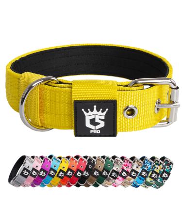 Tspro Tactical dog collar 3.3 cm wide military quality strong dog collar thick dog collar robust metal buckle dog collar yellow (yellow-s) S-neck size (adjustable 35.5cm-43cm) yellow - Buy Online on GoSupps.com