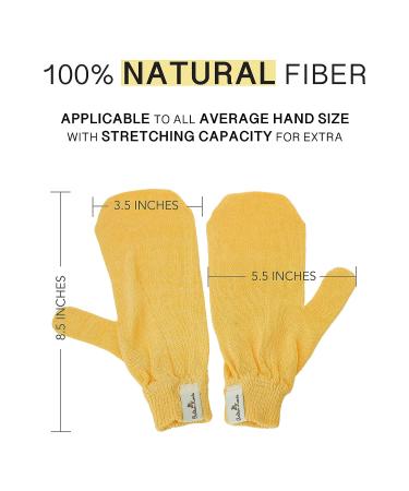 Golden Hands Gentle Exfoliating Scrub Mitts - 2 Pack | 100% Natural Fiber for Dried & Sensitive Skin | Made in Korea | Yellow | 8.5 x 5.5 Inch - Buy Online on GoSupps.com
